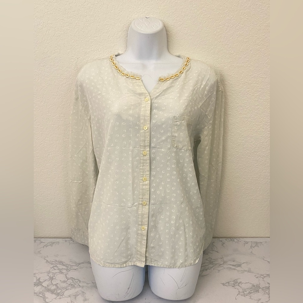 Maison Scotch Long Sleeve Sheer Blouse Women’s 1 Button Down Jeweled She…​